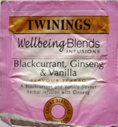 Twinings F Wellbeing Blends Infusion Blackcurrant Ginseng and Vanilla - a