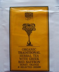 Krocus Kozanis products Organic Traditional herbal tea with Greek red saffron Honey orange and selected herbs - a