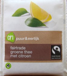 Albert Heijn Fairtrade Puur & eerlijk Groene Thee met Citroen - a